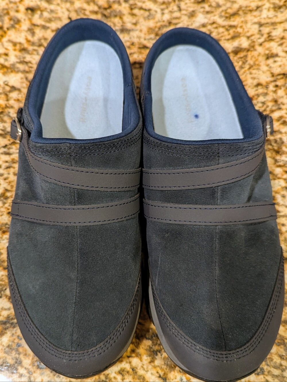 Easy Spirit Navy Leather Slip On/10 Extra Wide